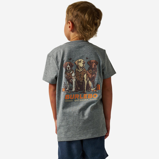 Youth Short Sleeve Tee - Camo Duck Dogs - Dark Heather Grey