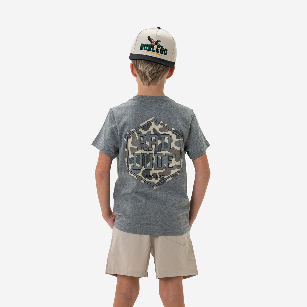 Youth Short Sleeve Tee - Rad Dude Deer Camo - Dark Heather Grey