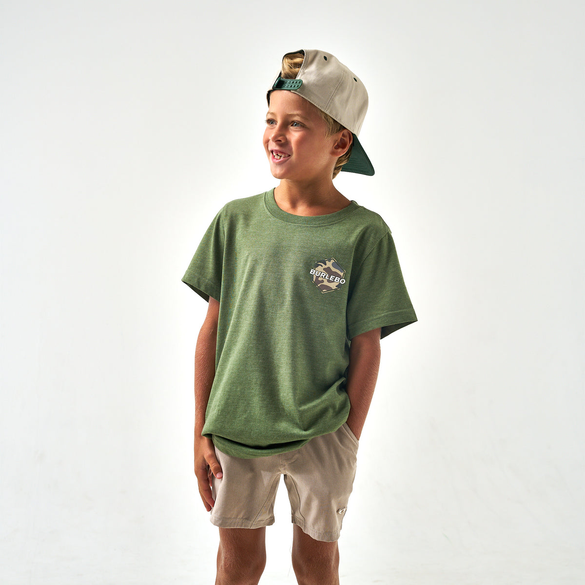 Youth - Short Sleeve Tee - Rad Dude Deer Camo - Heather Olive