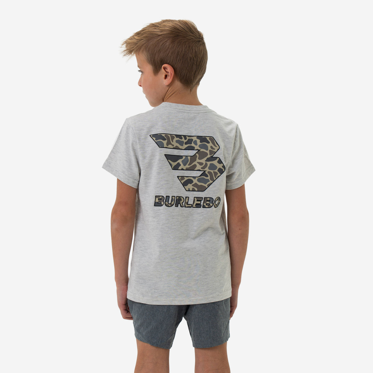 Youth Short Sleeve Tee - Flying B Logo - Heather Ash Grey