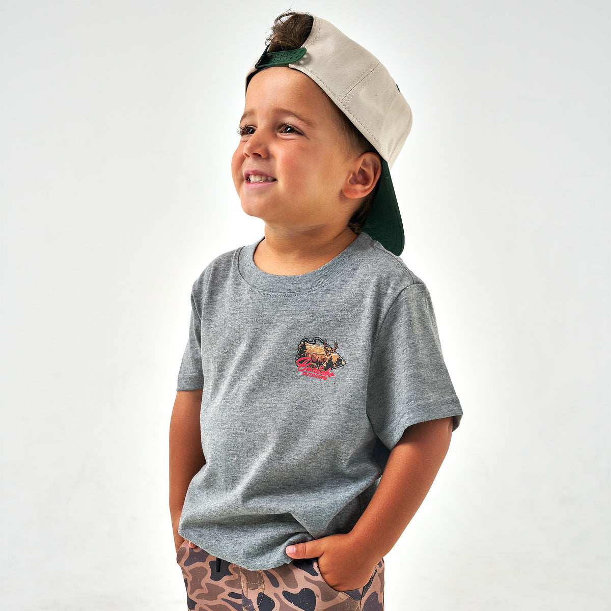 Youth - Short Sleeve Tee - Hill Country Buck - Dark Heather Grey