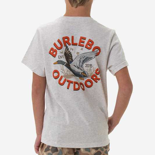 Youth Short Sleeve Tee - Old School Duck Hunt - Heather Oatmeal