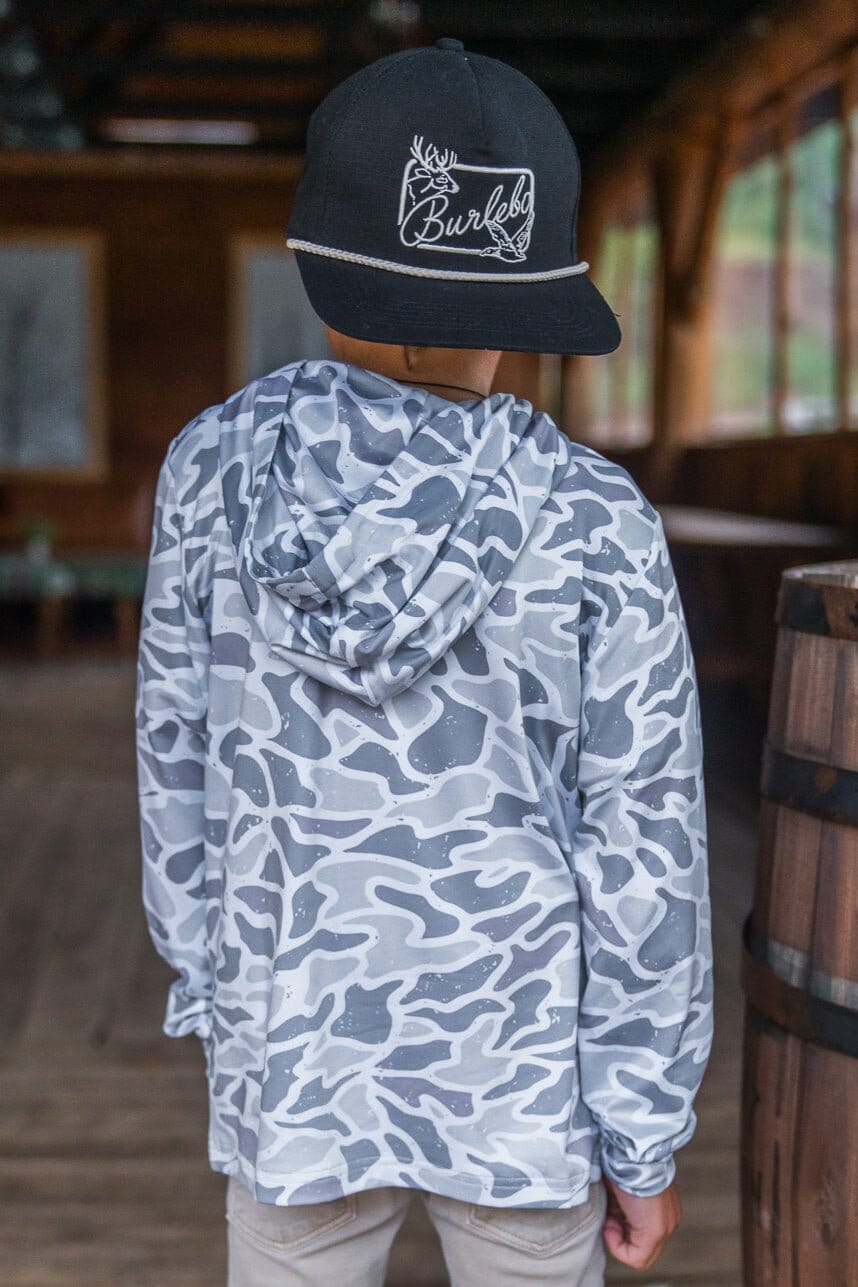 Youth Performance Hoodie White Camo BURLEBO
