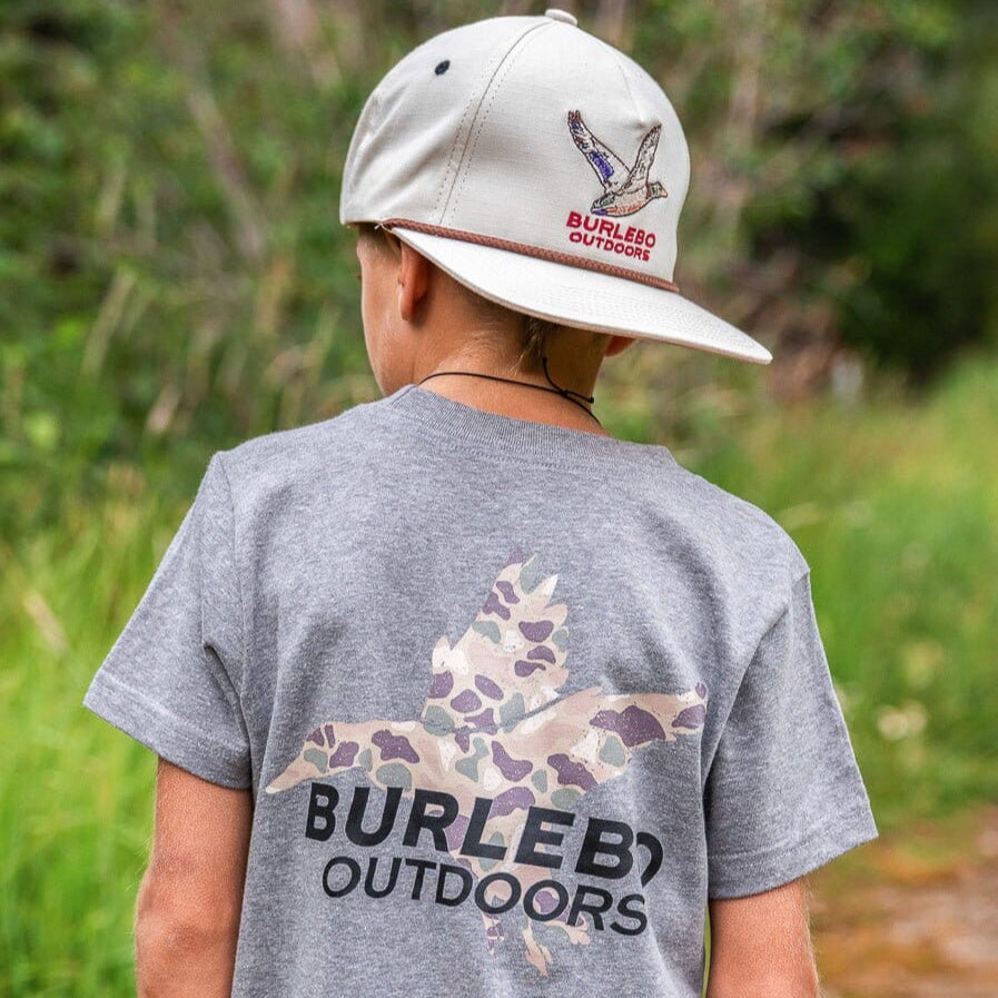 Youth Tee - Pintail Diving Duck - SS - Dark Heather Grey - BURLEBO