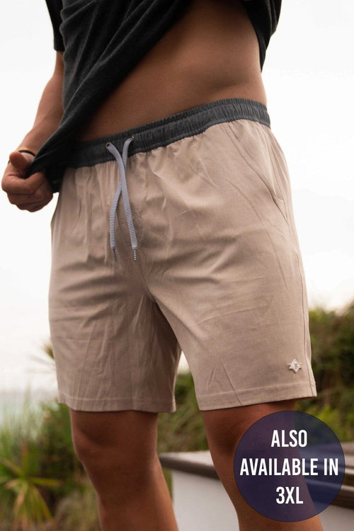Athletic Shorts - Heather Khaki - Driftwood Camo Liner - BURLEBO