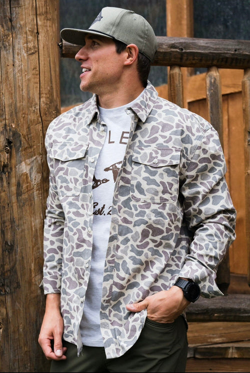 Cotton Twill Button Up - Classic Deer Camo - BURLEBO