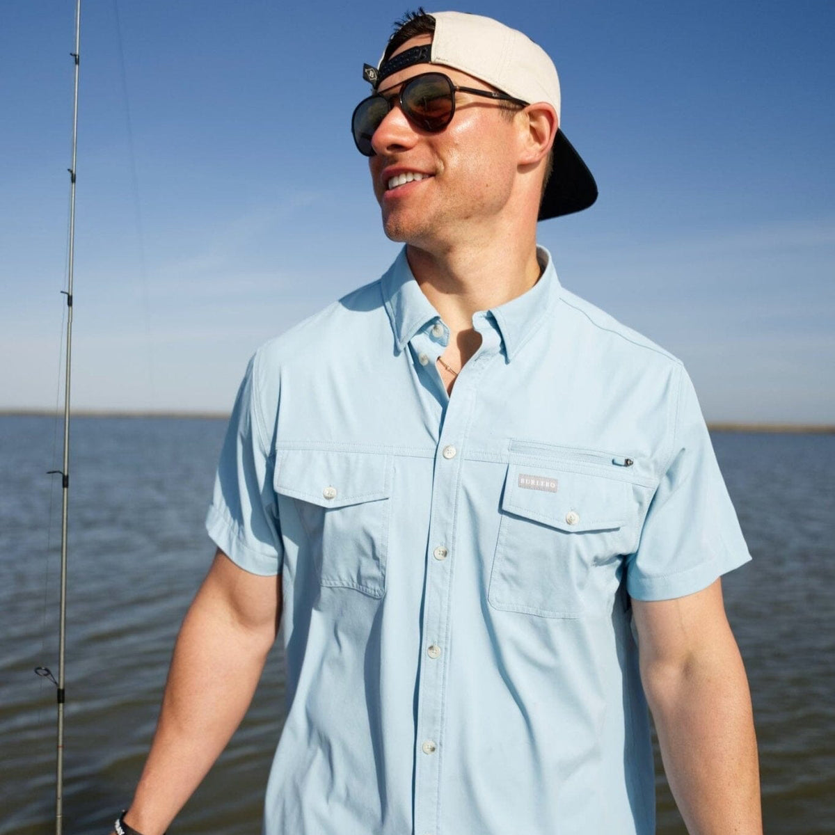 Performance Fishing Shirt - Dusty Blue - BURLEBO