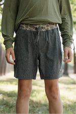 Youth Athletic Shorts - Grizzley Grey - Deer Camo Liner - BURLEBO