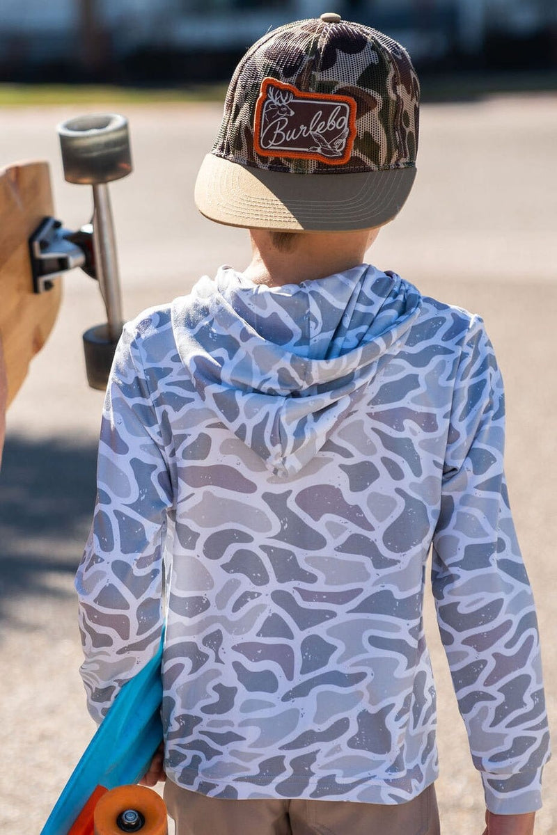 Youth Performance Hoodie White Camo BURLEBO