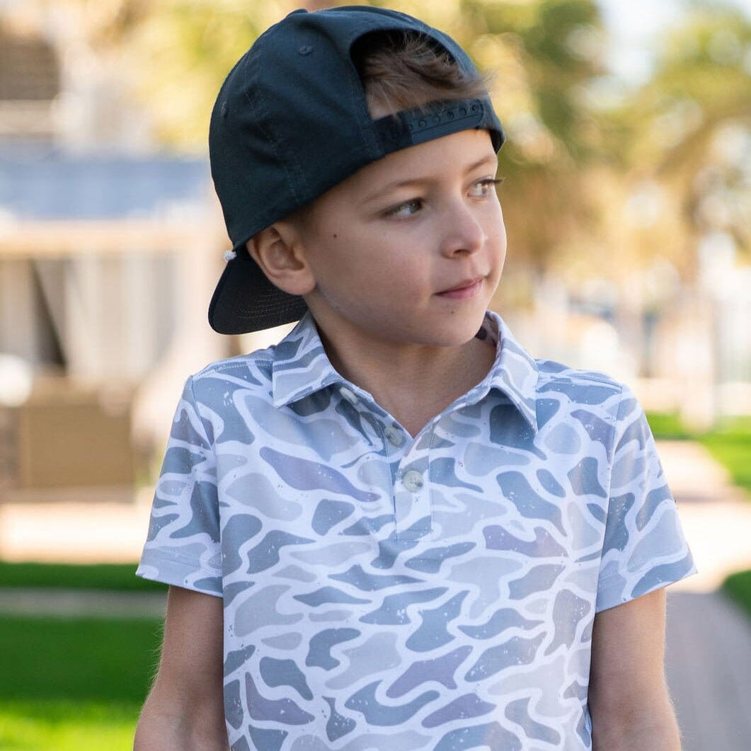 Youth Polo - White Camo - BURLEBO