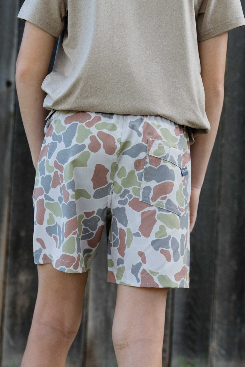 Youth Shorts - Driftwood Camo - Grey Pocket - BURLEBO